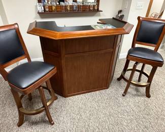 Pair of Brunswick Heritage Leather Back Bar Stools