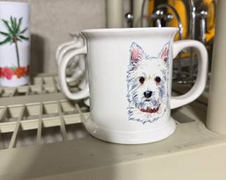 Set of 4 Bree Merryn Fergal Westie fine bone china mug featuring a watercolor illustration of a West Highland White Terrier