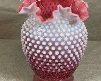 Fenton Cranberry Opalescent Hobnail Vase