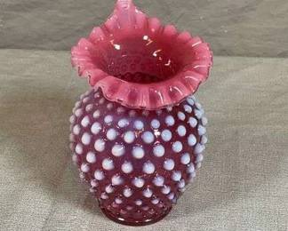 Fenton Cranberry Opalescent Hobnail Vase