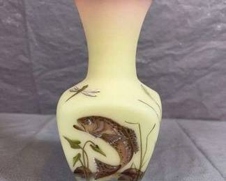 Fenton Burmese Trout Vase