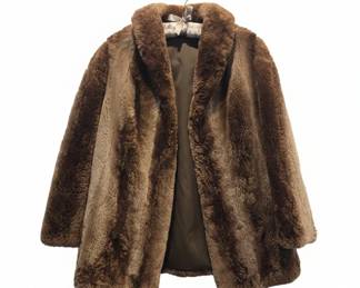 Womens Faux Fur Coat with Monogram