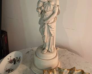 Pair of mother and child lamps - plaster