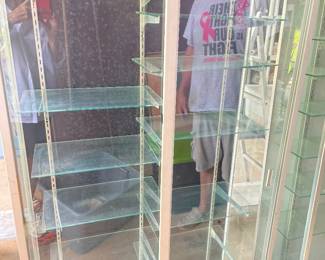Glass, some locks, some with lights display cabinets $150 each