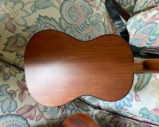 $250.  Mahogany Concert Ukulele. It features a brown mahogany wood finish and includes a patterned strap.The instrument is 23 inches long, making it a standard concert size