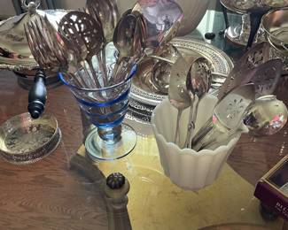 Silver plate serving pieces and spoons