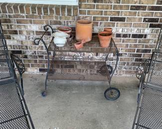 Vintage R.Woodard wrought iron chaises and tea cart ($300)