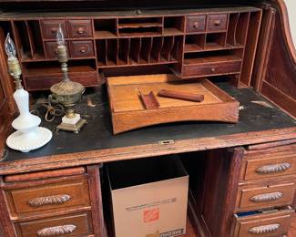 $1000 roll top desk #2.  This roll top desk is complete, but was disassembled for storage.  We thought it would be more convent to leave it partially disassembled for ease of moving 