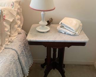 $350.  Victoria marble top side table 