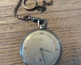 Omega stainless pocket watch