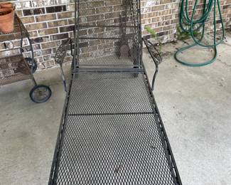 $500 each. Vintage R.Woodard wrought iron chaises and tea cart