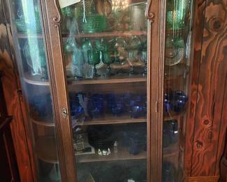  $600.00 (#3).  Antique bow front China cabinet, 5 shelves 47.5”w,16”d, 65”t