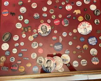 Political pins galore