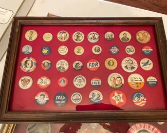 Political pins galore