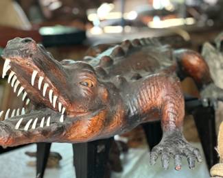 Decorative leather model of a crocodile 59" w x 20" d x 20" h