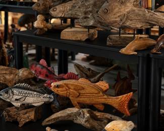 Hundreds of fish carvings, decor