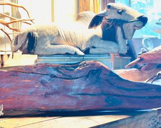 Slab of wood carved crocodile 
