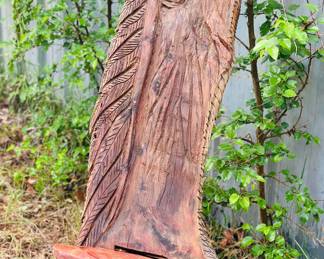 Hand-carved wood chair 