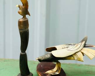 Hand carved natural horn sculpture 