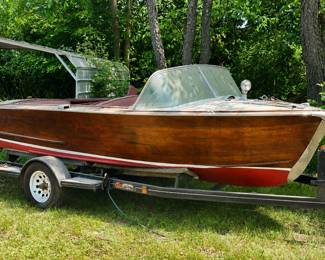 1960  Century mahogany restorer16' utility boat w/ trailer  