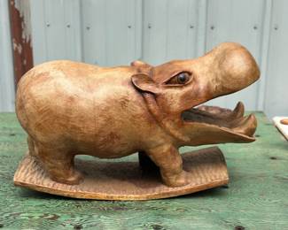 Wood Hippo on rocker 2 1/2' long x 1 1/2 ' tall