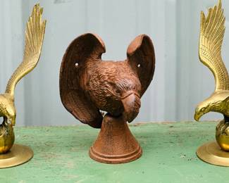 Cast iron eagle head bell , brass eagle statues (pr) 