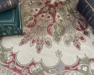 Antique needle point tapestry table topper 