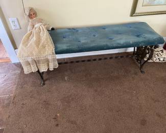 Antique wrought iron bench