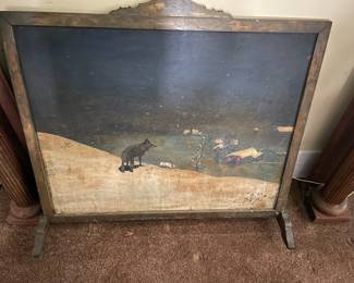 Lovely painted folk art fireplace screen 