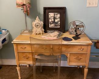Vanity with lucite chair