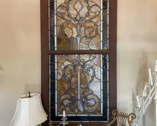 Beautiful antique stained glass window.  I believe that this piece came from our shop John Browns.  If so, it is from the church in Monroeville, AL