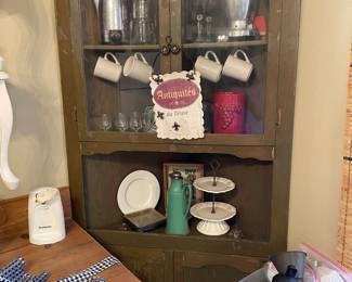 Charming painted corner cabinet
