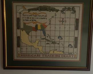 Hurricane tracking chart needlework