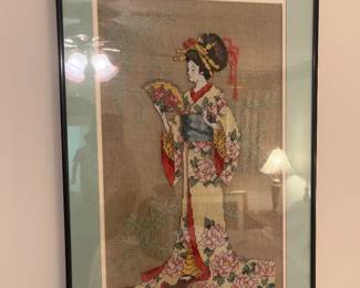 Oriental lady needlework