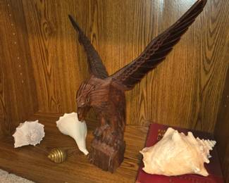 Carved eagle and shells