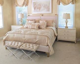 Tufted Upholstered Bench with Acrylic XBase