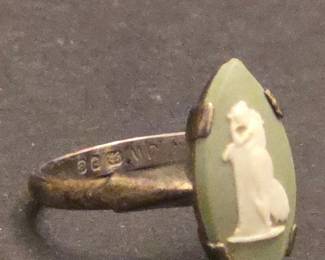 Wedgwood Jasperware Sterling Ring with Classical Figure Cameo
