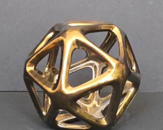 Gold Geometric Orb Sculpture