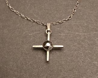 Sterling Silver Rose Cut Cross Pendant Necklace