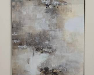 Large Abstract Beige and Black Canvas Wall Art (40x60 inches)