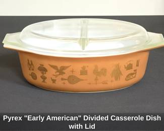 Pyrex Early American Divided Casserole Dish with Lid