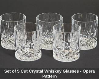 Set of Cut Crystal Whiskey Glasses Opera Pattern