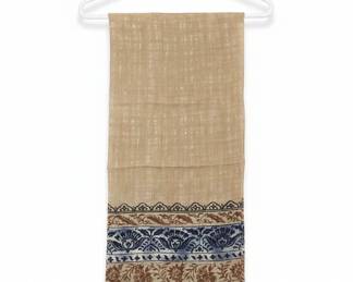 Textile Scarf with Floral and Geometric Border