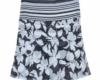 White House Black Market Black and White Floral Stripe Scarf