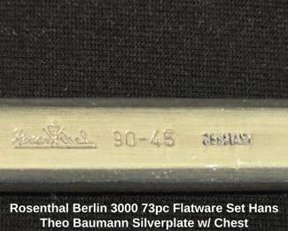 Rosenthal Berlin 3000 73pc Flatware Set Hans Theo Baumann Silverplate w/ Chest