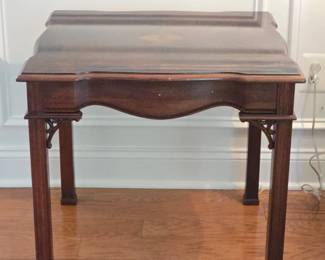 Mahogany Inlaid Serpentine Side Table