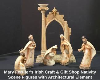 Mary Ferriters Irish Craft Gift Shop Nativity Scene Figures with Architectural Element