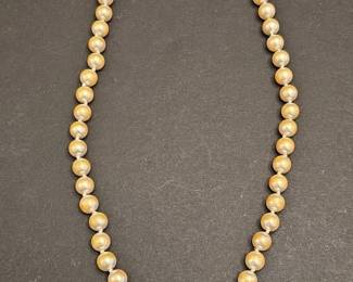 Gilded Silver Pearl Necklace with Art Deco Clasp