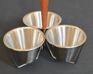 Rostfritt Stal Sweden Tier Condiment Server with Wooden Handle
