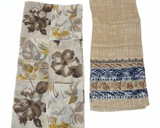 Vintage Jones New York Silk Scarf Geometric Roses, Brown and Beige